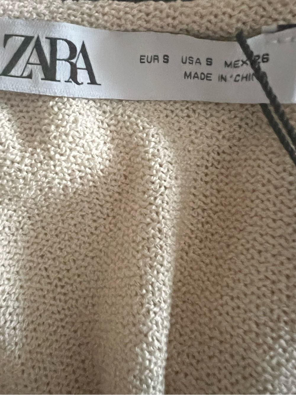 Zara Beige Ruched Off Shoulder Knit Top Size Small NWT - Picture 2 of 9